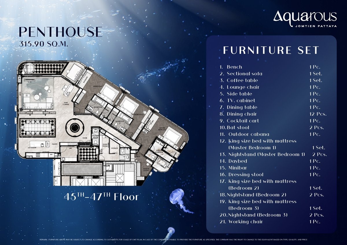 Aquarous Jomtien Pattaya, Пентхаус